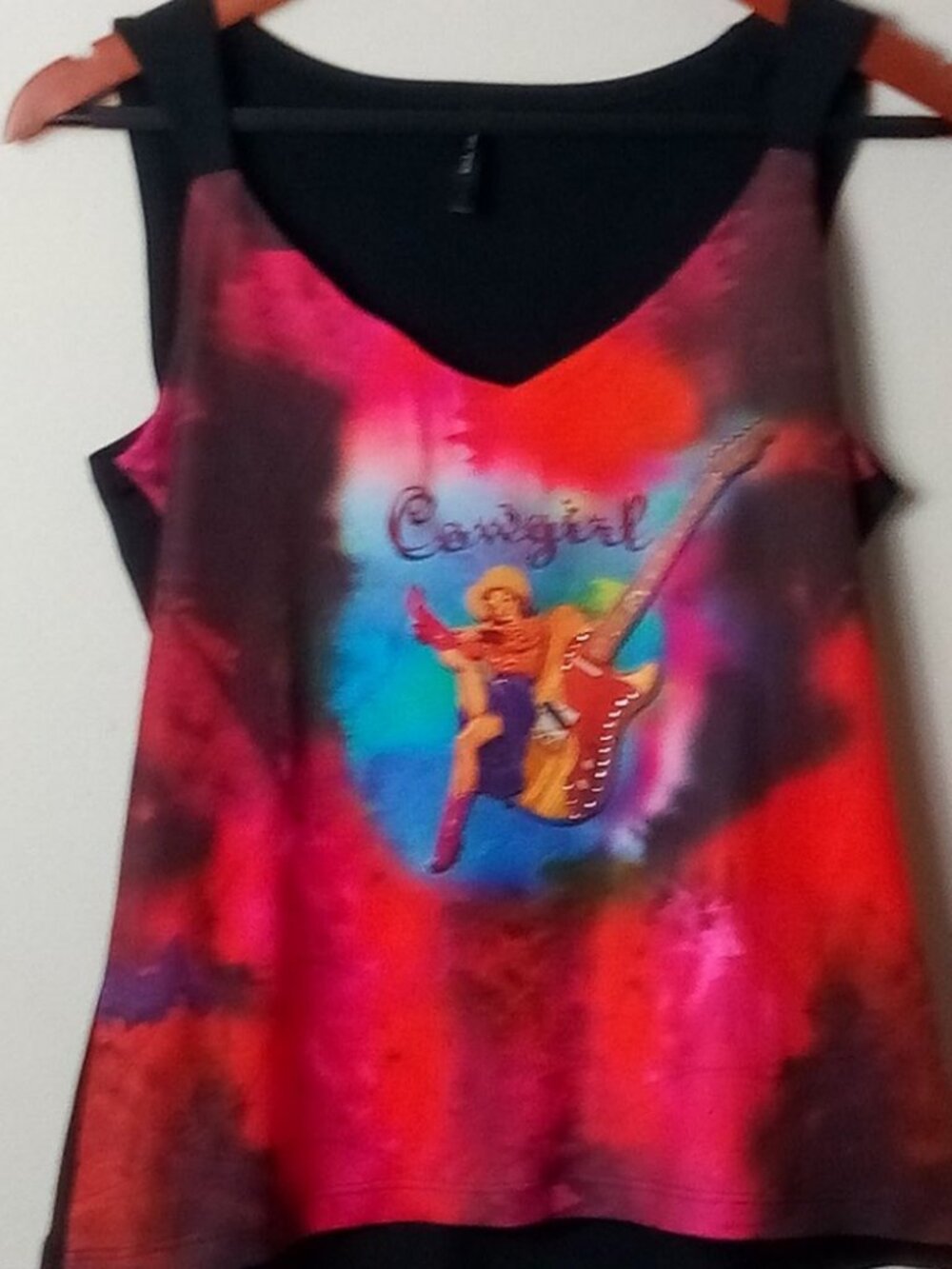 Western Ethics M Rockabilly Cowgirl Guitar Tank Top